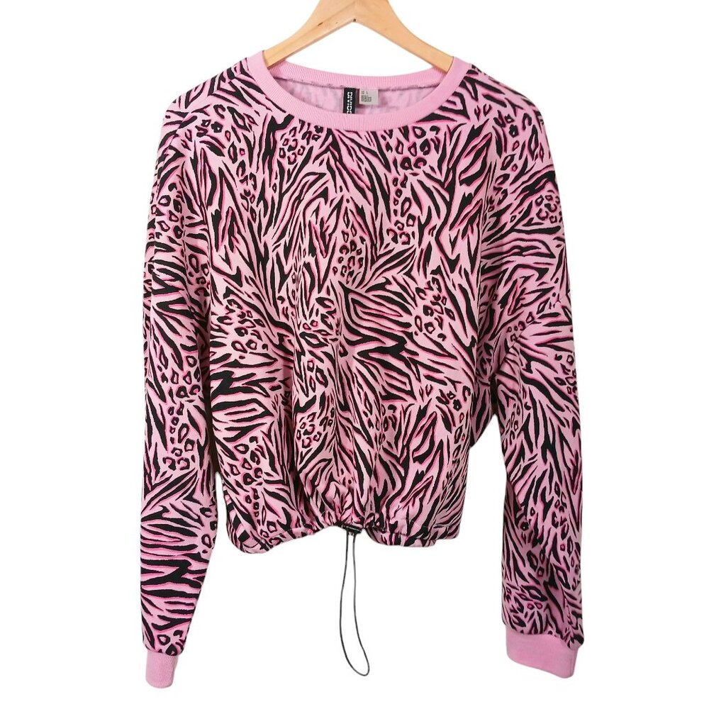 Divided by H&M, Large, Pink/Black Animal Print Sweatshirt with Adjustable Waist